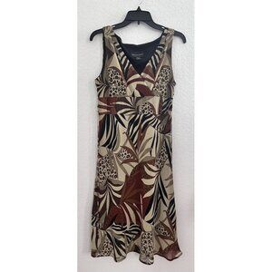 Connected Apparel Sleeveless Brown Empire Waist Floral Cottage Earthy Fall Sz 10